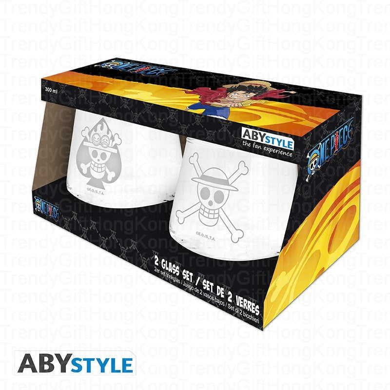 ONE PIECE Glass Set - Luffy & Ace | 2 Glass Set, 30cl Each trendygifthk