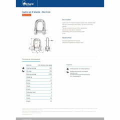 Wichard Captive Pin D Shackle - Diameter 4 mm | Part #1401 trendygifthk
