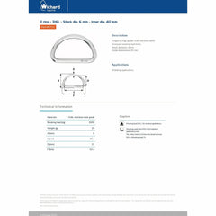 Wichard D Ring - 316L Stainless Steel - Stock Diameter: 6mm - Inner Diameter: 40mm | Part #6711 trendygifthk