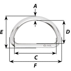 Wichard D Ring - 316L Stainless Steel - Stock Diameter: 6mm - Inner Diameter: 40mm | Part #6711 trendygifthk