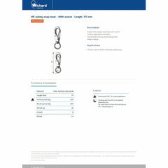 Wichard HR Safety Snap Hook with Swivel - Length: 70 mm, Part #2384 trendygifthk