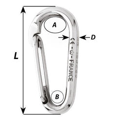 Wichard Symmetric Carbine Hook without Eye - Length: 60mm, Part #2333 trendygifthk
