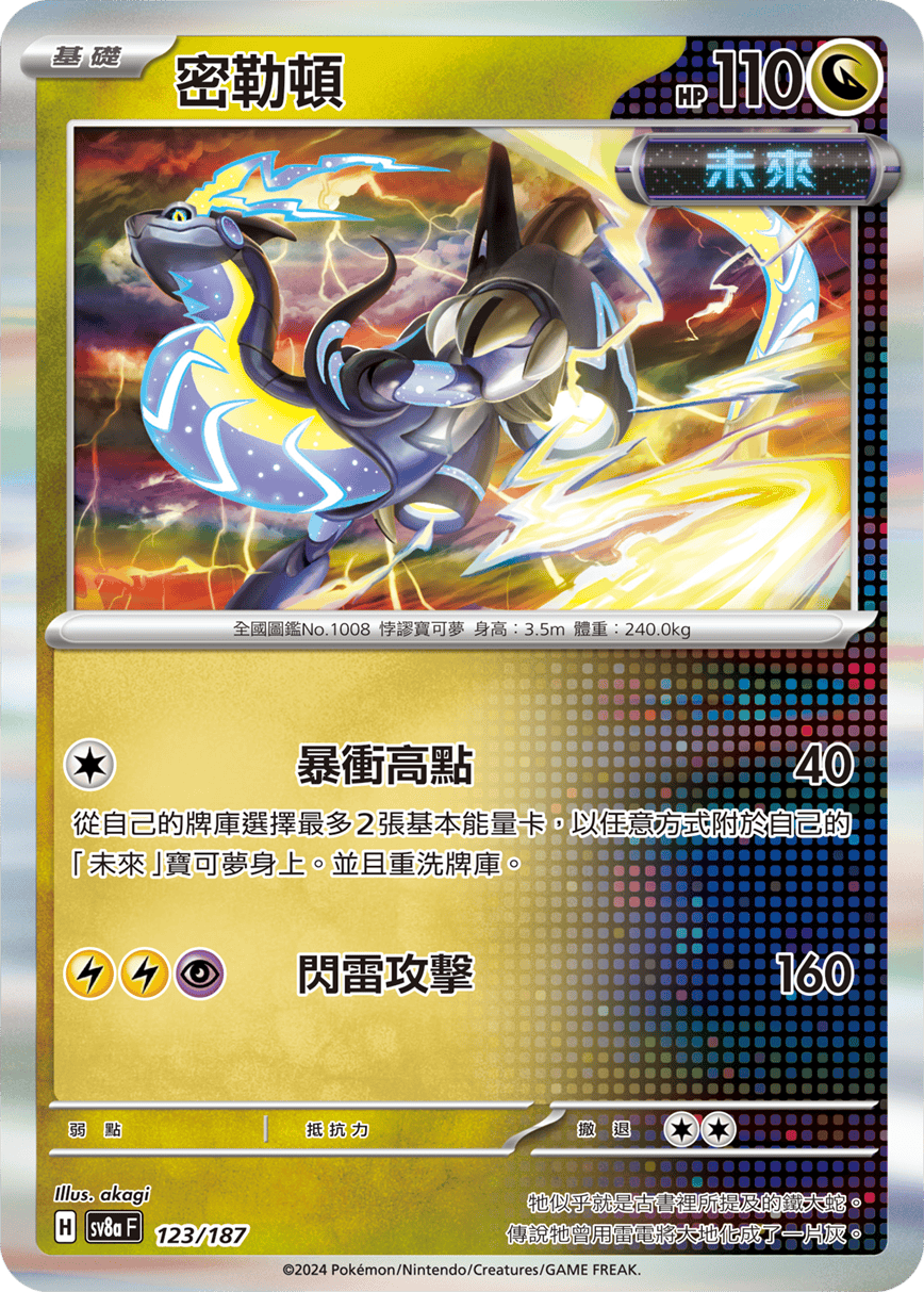 Pokemon TCG Card sv8a Terastal Festival ex Traditional Chinese Card SV8aF 123/187 密勒頓 trendygifthk