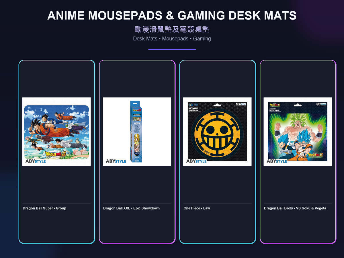TrendyGiftHK Anime Mousepads and Gaming Desk Mats collection
