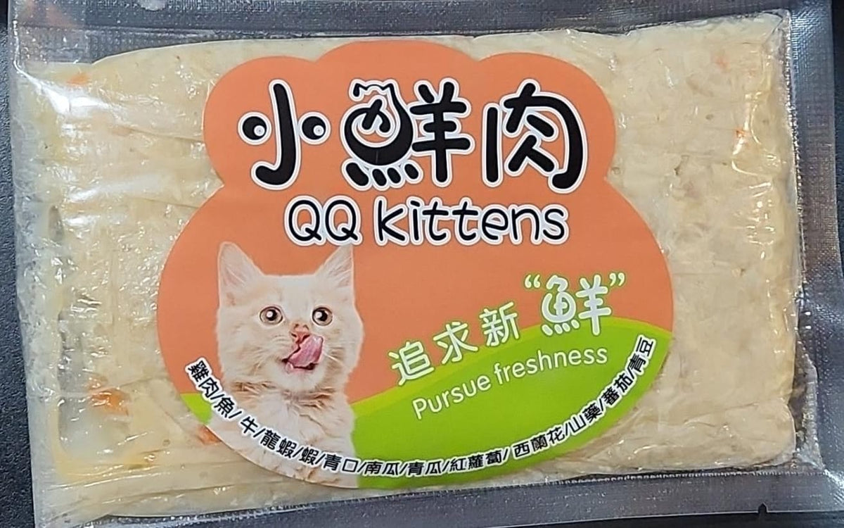 QQ Kitten fresh meat cat food with chicken and salmon or chicken and shrimp varieties Main image