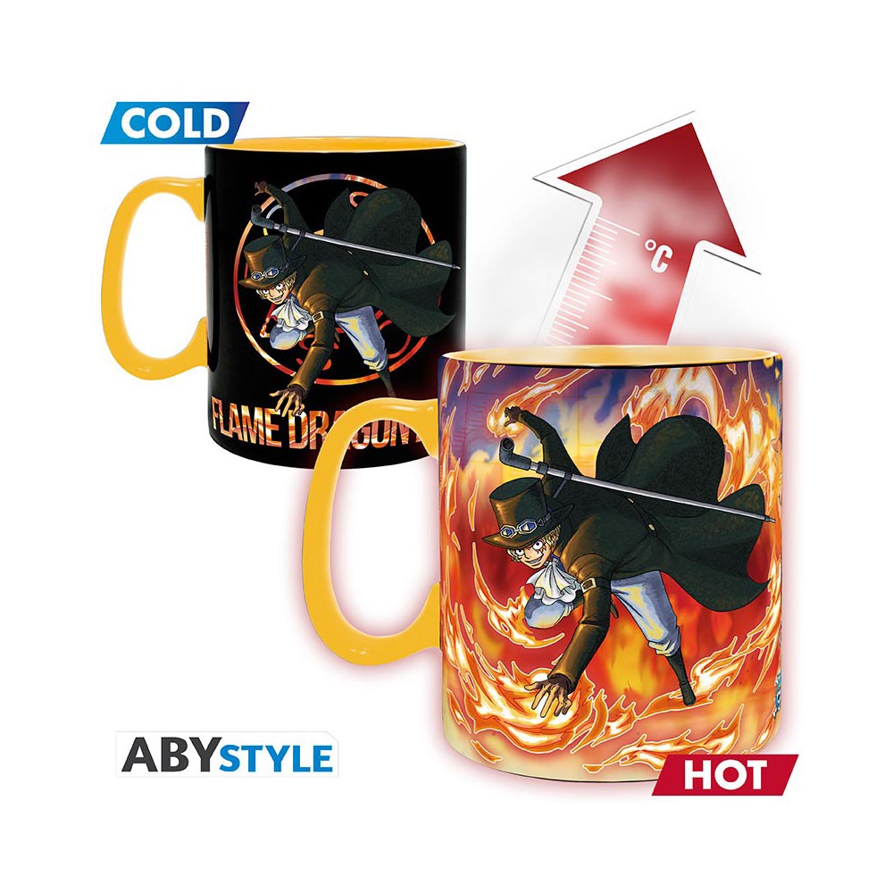 One Piece Luffy and Sabo Heat Change Mug and Coaster Set trendygifthk