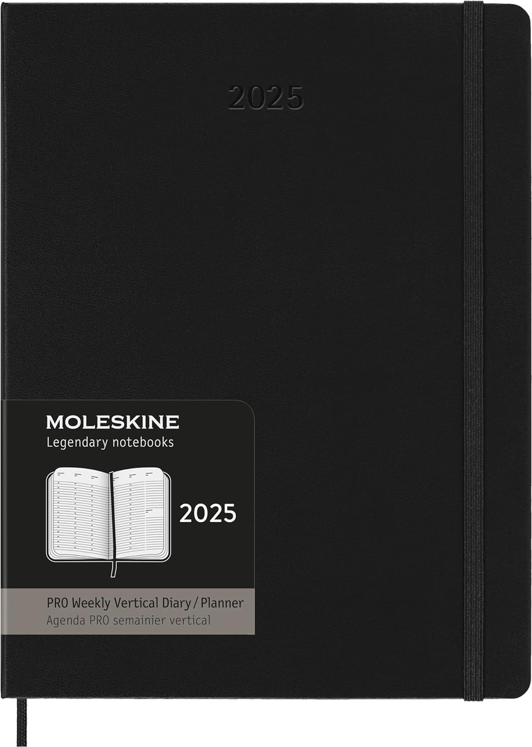 Moleskine PRO 12-Month 2025 Weekly Vertical Planner, Hard Cover, Black, 288 Pages trendygifthk