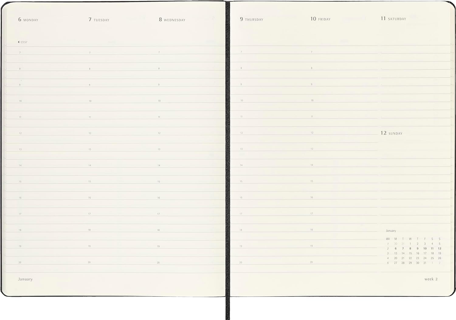 Moleskine PRO 12-Month 2025 Weekly Vertical Planner, Hard Cover, Black, 288 Pages trendygifthk