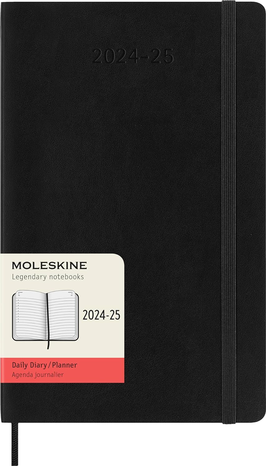 Moleskine 經典 18M 每日計劃表（2024-2025）|大號 (13 x21 CM) 黑色 | 608 頁記錄您井然有序的生活