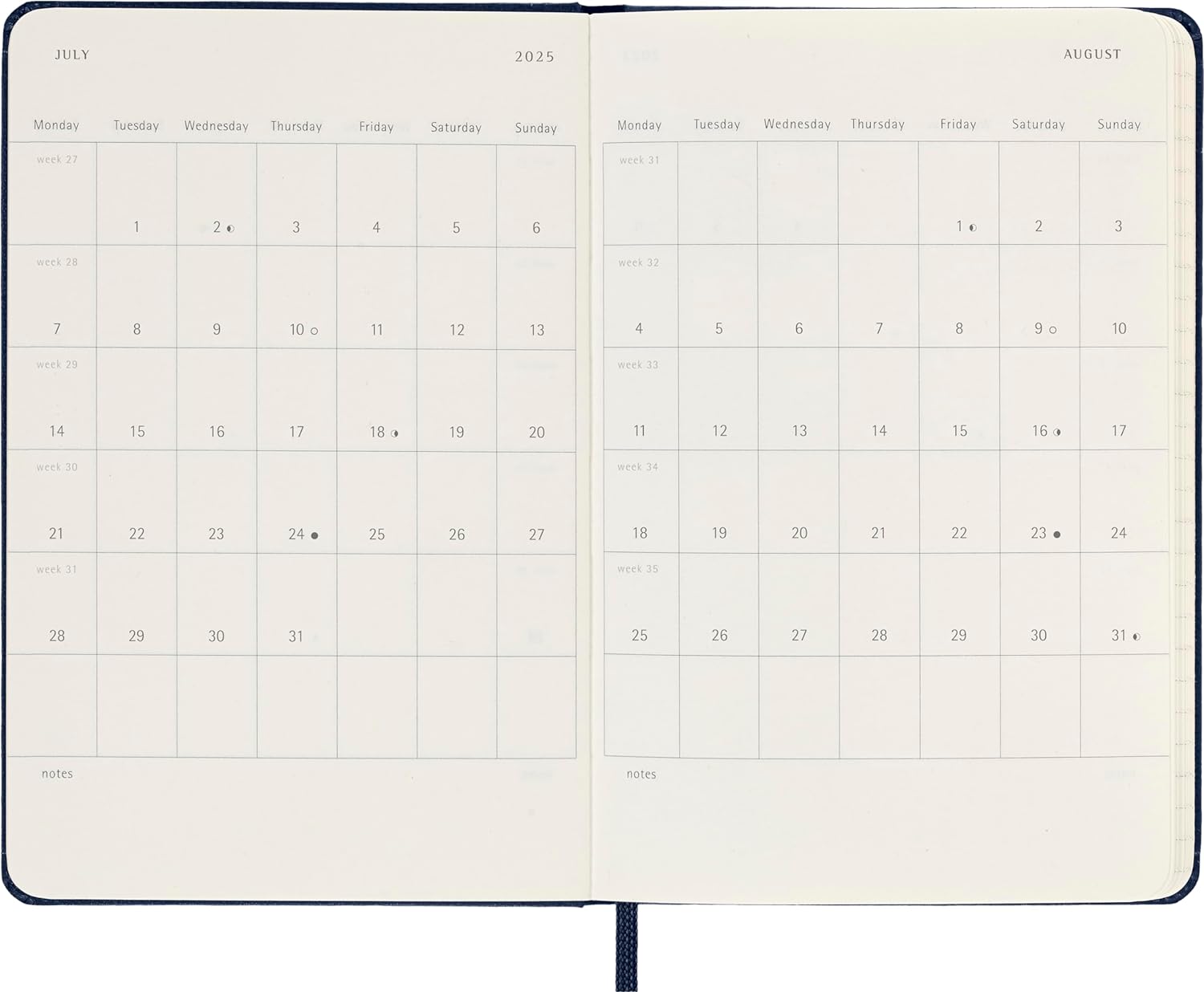 Moleskine Classic Weekly Planner (2024-2025) | 18 Months | Compact at a Mere 208 Pages
