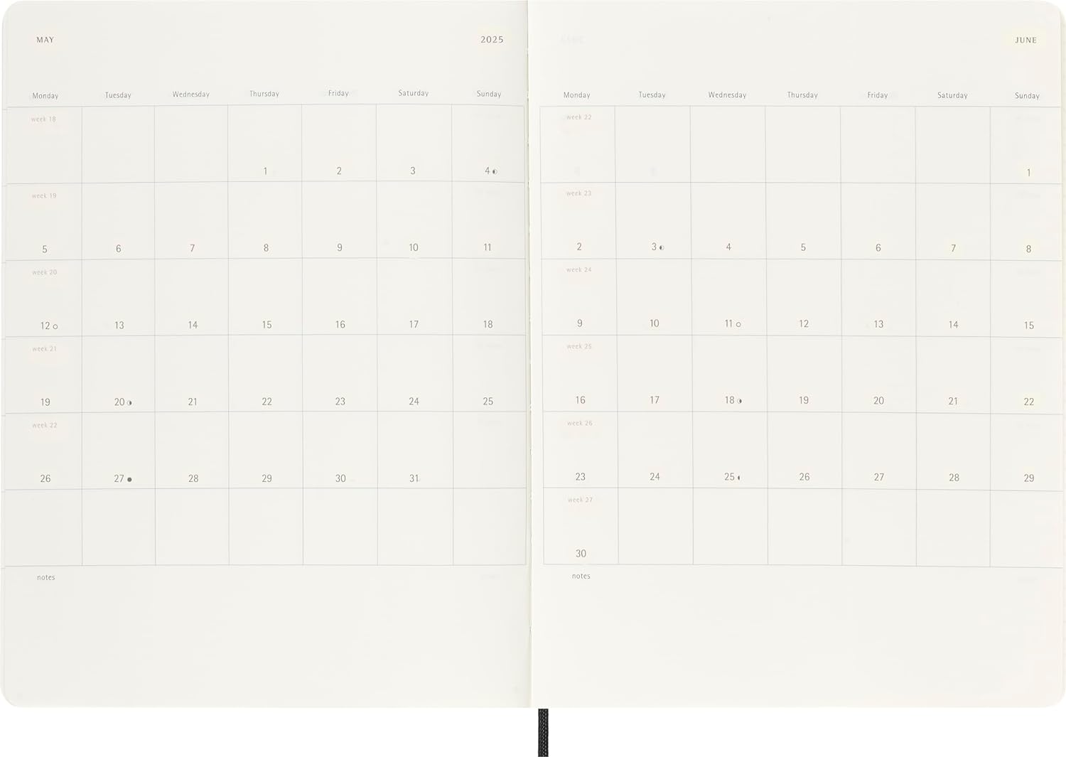 Moleskine 經典每週計畫表（2024-2025）| 18 個月 |僅 208 頁，結構緊湊