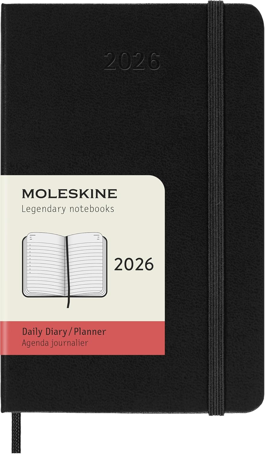 Moleskine Classic 2026 Daily Planner - Black cover, 12 Month