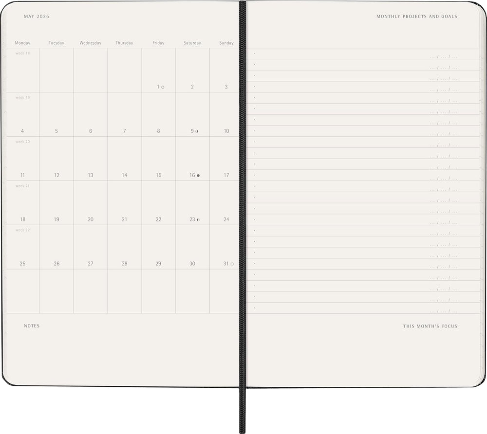 Moleskine PRO 2026 Weekly Vertical Planner - Large Hard Cover, 12 Months trendygifthk
