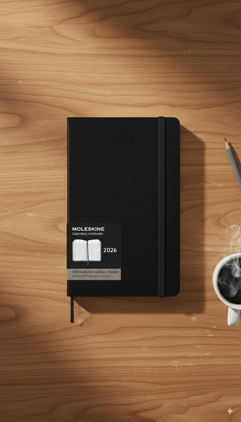 Moleskine PRO 2026 Weekly Vertical Planner - Large Hard Cover, 12 Months trendygifthk
