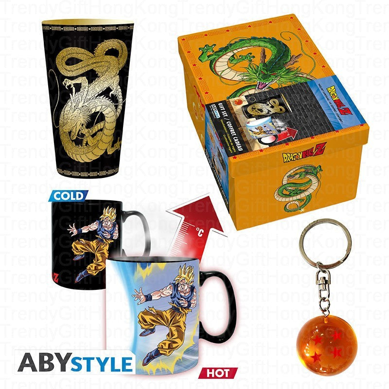 DRAGON BALL Premium Gift Pack - Large Glass, 3D Keychain, Heat Change Mug trendygifthk