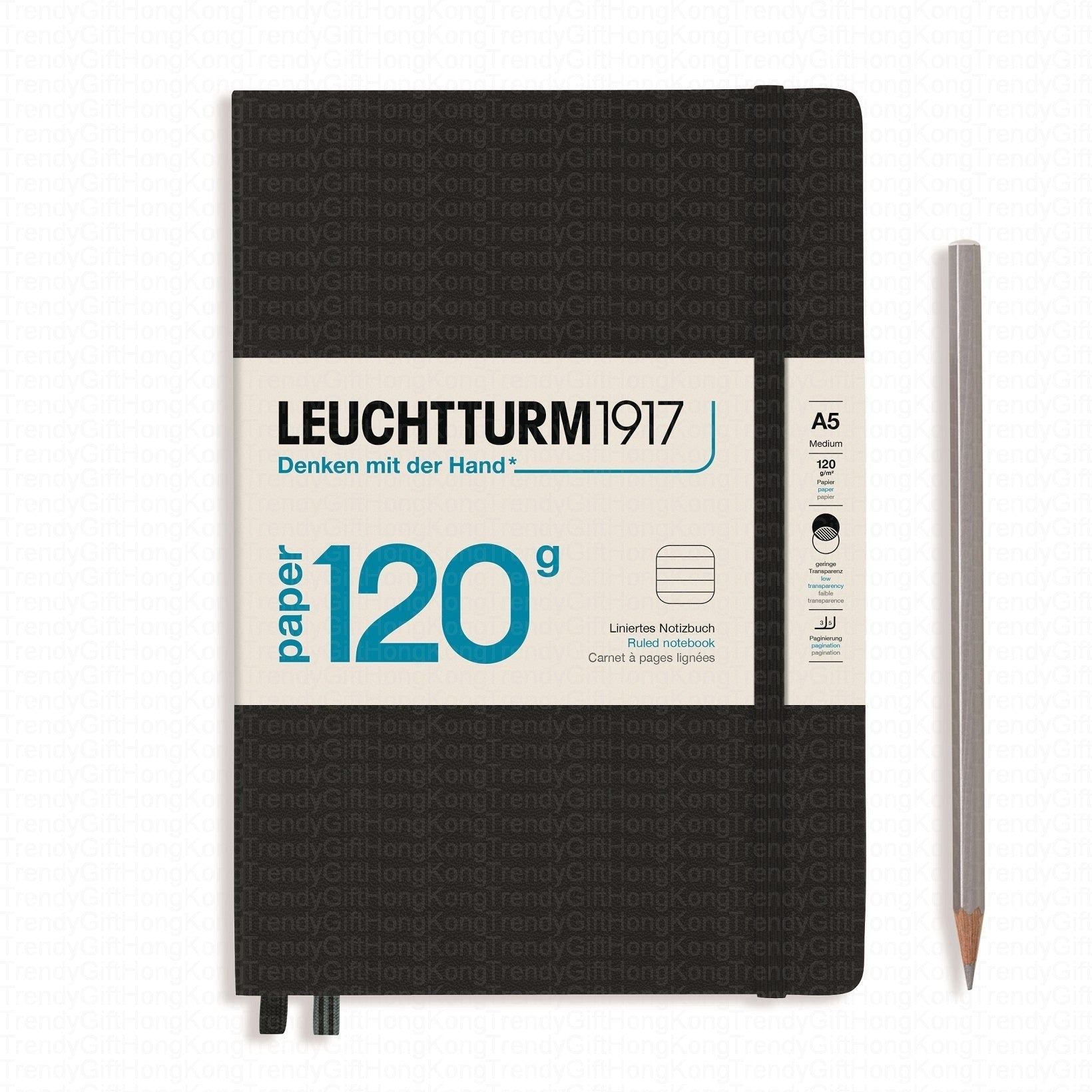 Leuchtturm 1917 120g Edition Notebook A5 , 203 Pages, Ruled/Lined, Black trendygifthk