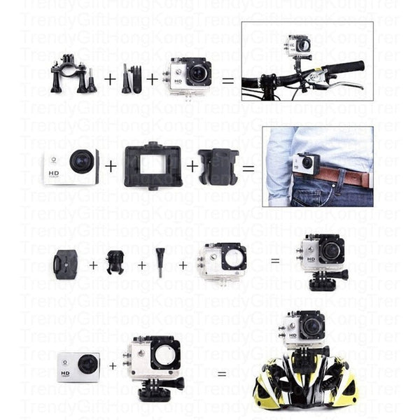 Mini Camera Full HD 1080p Action Camera - Waterproof, Diving Sports, 170° Wide Angle trendygifthk