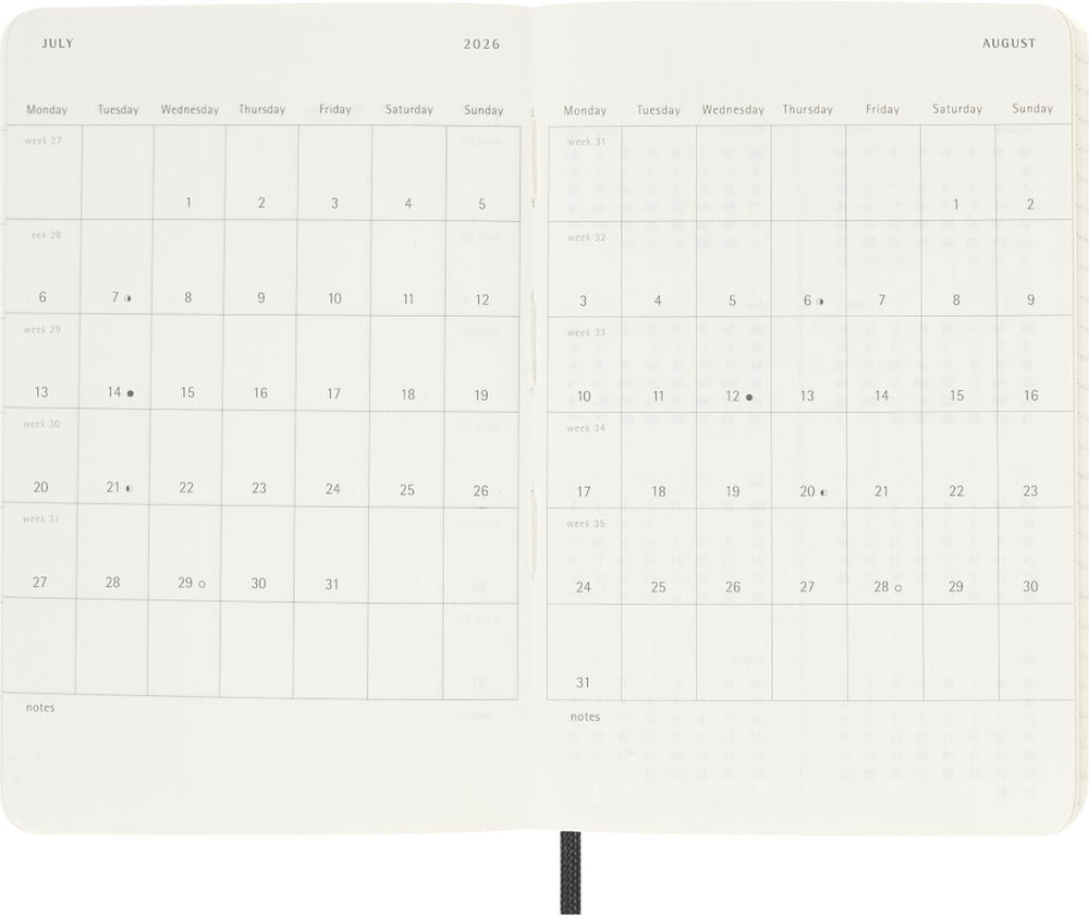 Moleskine 2026 12 Monthly Planner - Black Soft Cover trendygifthk