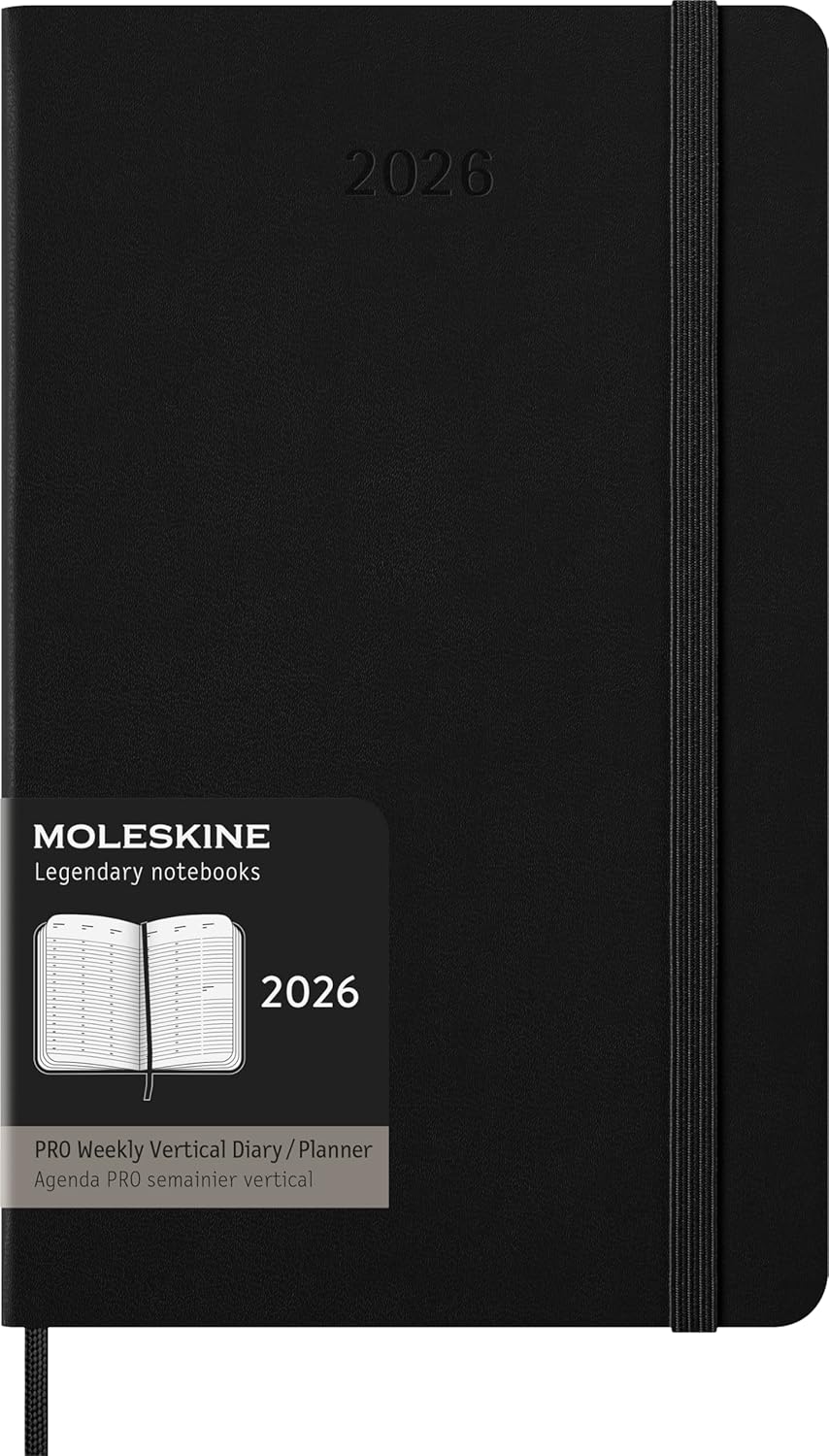 Moleskine PRO 2026 Weekly Vertical Planner - Large Hard Cover, 12 Months trendygifthk