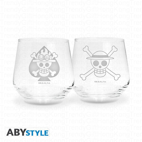 ABYstyle One Piece Luffy and Ace glass set, two 300 ml glasses.