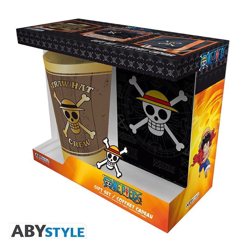 One Piece Skull 禮品套裝，玻璃杯、金屬襟章及 A6 筆記本