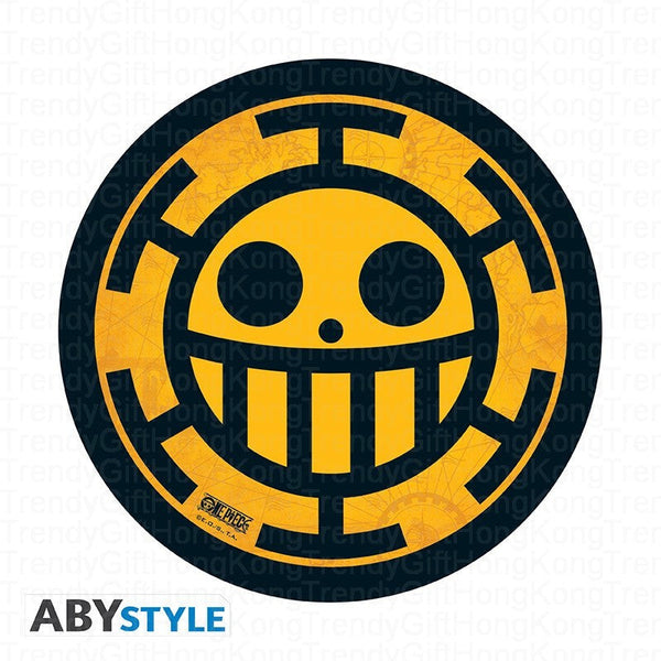 ABYstyle One Piece Skull Law flexible mousepad featuring Trafalgar Law’s emblem, 21.5 cm diameter.