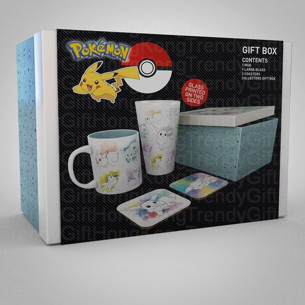 Pokemon Eevee Set: XXL Glass, Mug, and 2 Coasters - Collectible Gift Bundle trendygifthk