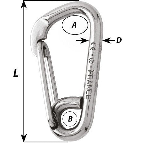 Wichard Asymmetric Carabiner Hook - 60mm Length, Part #2323 Secondary image