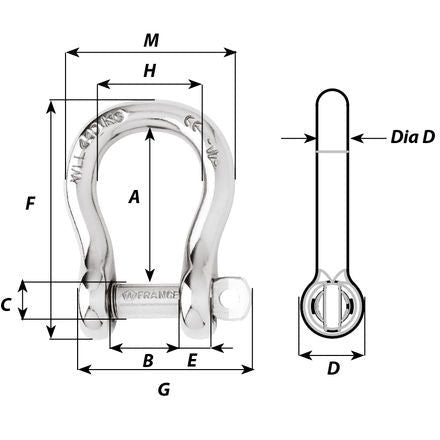 Wichard Captive Pin Bow Shackle - 4mm Dia WIC-1441, Grade 316L Stainless Steel trendygifthk