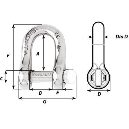 Wichard Captive Pin D Shackle - Diameter 4 mm | Part #1401 Secondary image