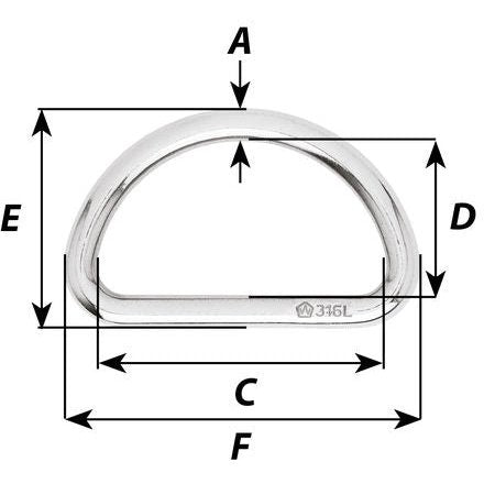 Wichard D Ring - 316L Stainless Steel - Stock Diameter: 6mm - Inner Diameter: 40mm | Part #6711 trendygifthk