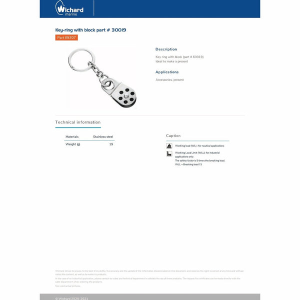 Wichard 9307 Key-ring with block product detail