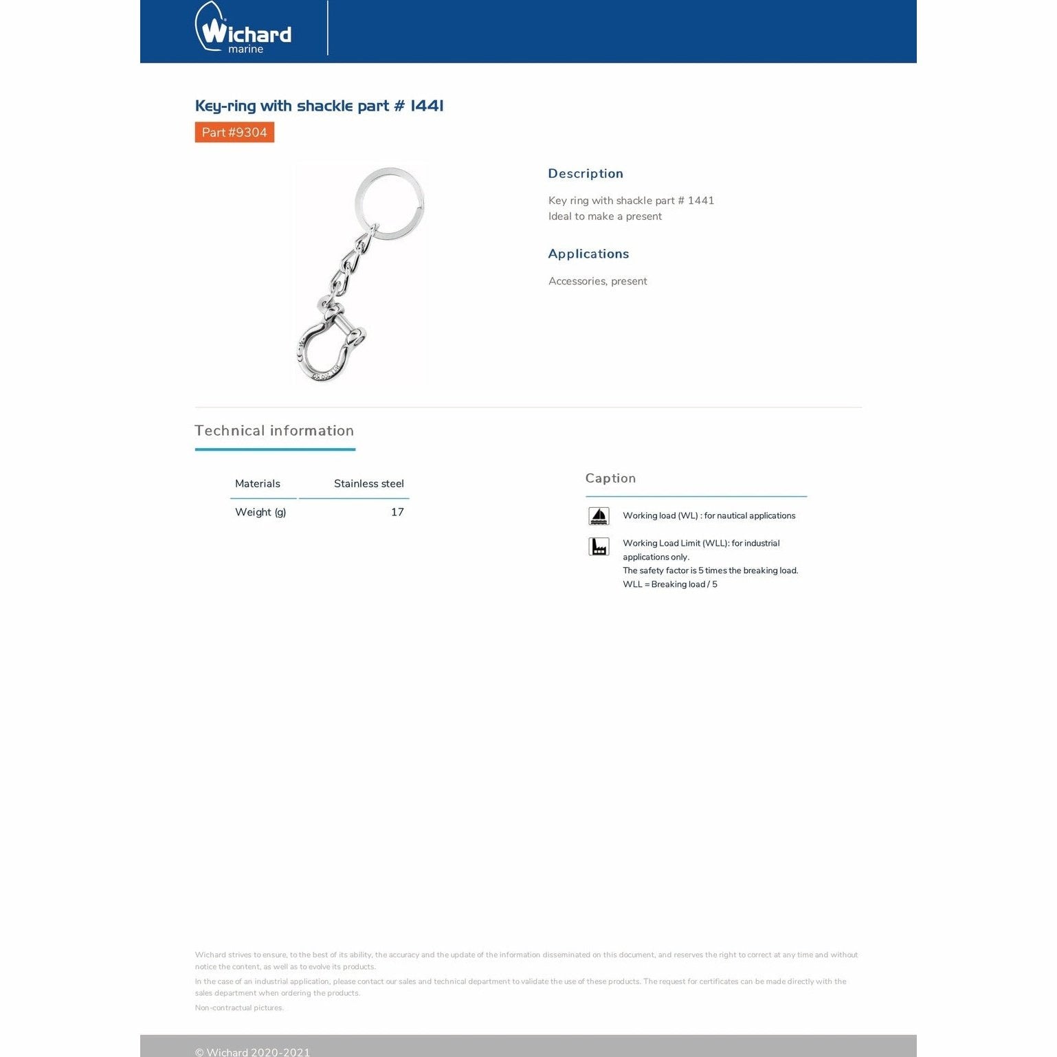Wichard Key-Ring with Shackle - Part #9304 Secondary image