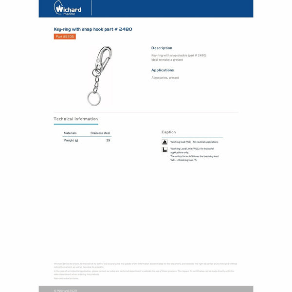 Wichard 9305 Key-ring with snap hook 2480 product detail