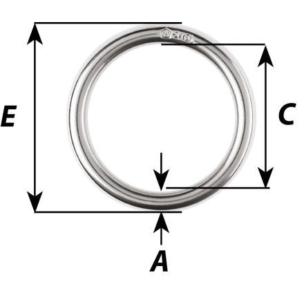 Wichard 6782 Forged ring 316L 5mm 21.5mm marine hardware