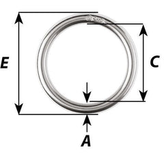 Wichard Ring - 316L Stainless Steel - Stock Diameter 5mm - Inner Diameter 33mm Part #6783 trendygifthk