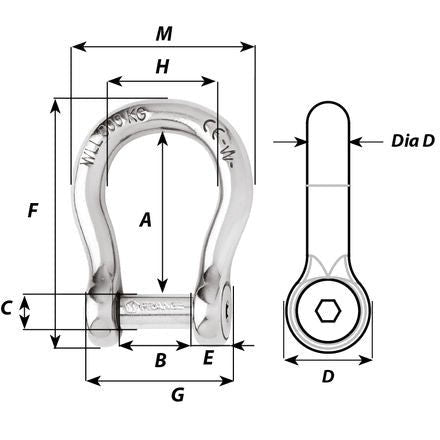 Wichard Self-locking Allen Head Pin Bow Shackle - Diameter 6 mm | Part #1343 Secondary image