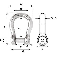 Wichard Self-locking Allen Head Pin Bow Shackle - Diameter 6 mm | Part #1343 trendygifthk