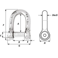 Wichard Self-locking Allen Head Pin D Shackle - Dia 6 mm Part #1303 trendygifthk