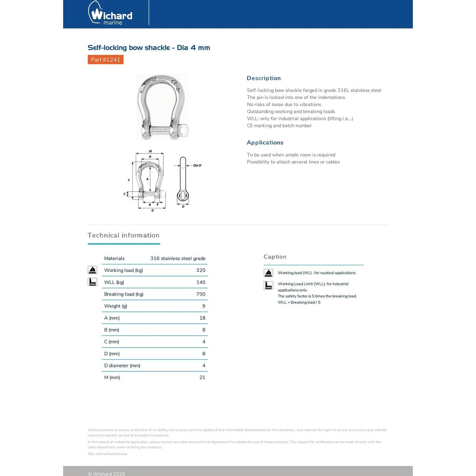 Wichard Self-locking Bow Shackle - 4mm Dia | 316 Stainless Steel #WIC-1241 trendygifthk
