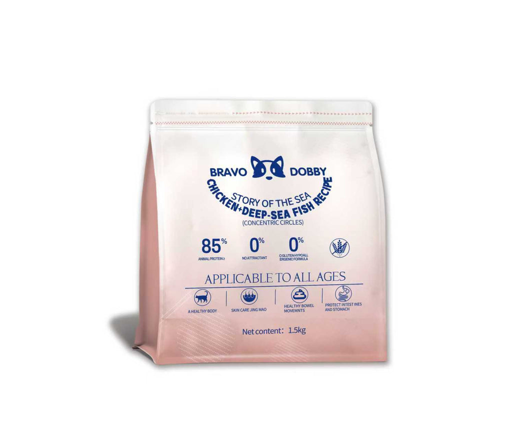 Bravo Dobby Chicken & Deep Sea Fish cat food, Lyophilized Cashmere Series