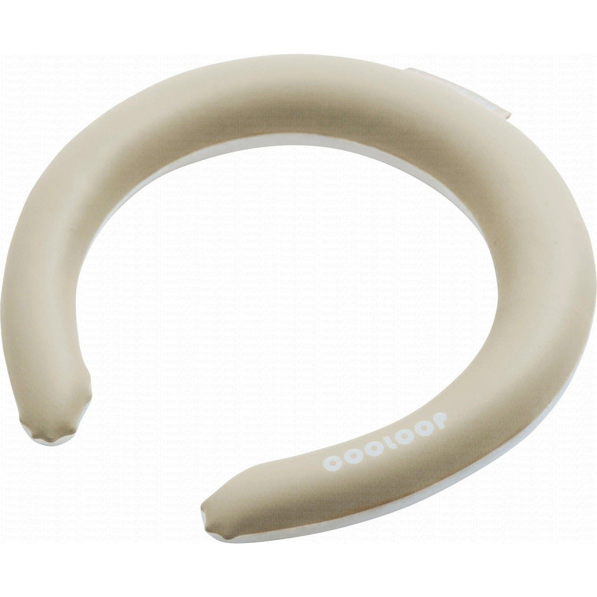 Beige Cogit COOLOOP cooling neck ring shown at an angle with its open ends visible.