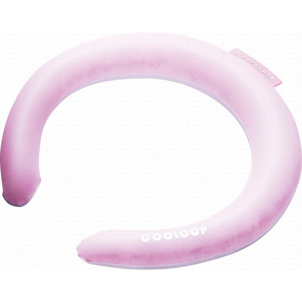Reverse angled view of the pink COOLOOP cooling neck ring.
