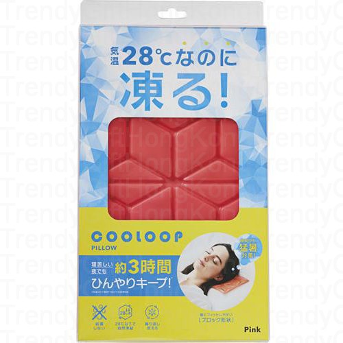 Front of the coral pink Cogit COOLOOP cooling pillow package