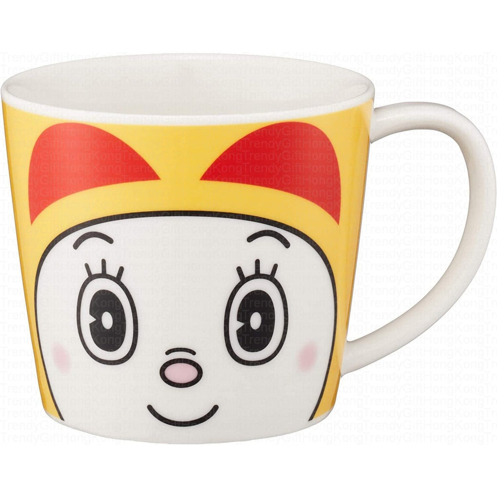 Front view of the yellow Dorami 280 ml ceramic mug