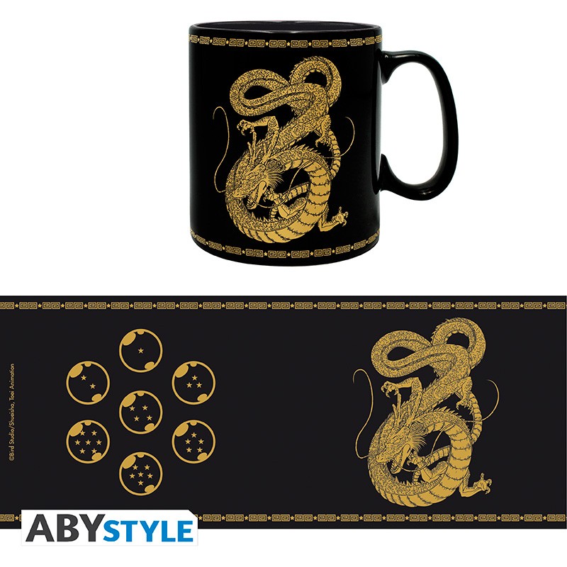ABYstyle Dragon Ball Z ceramic mug featuring Golden Shenron and seven Dragon Balls, 460 ml