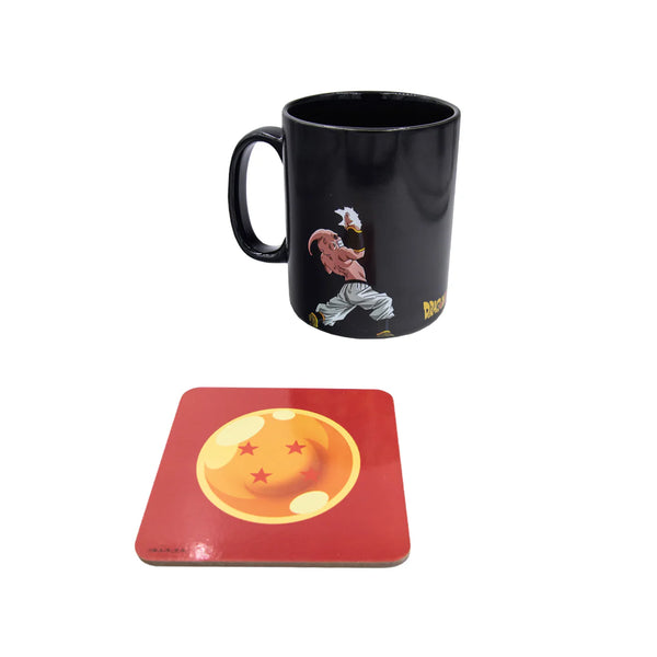 ABYstyle Dragon Ball Z Goku vs Buu heat-change mug and 4-Star Dragon Ball coaster set