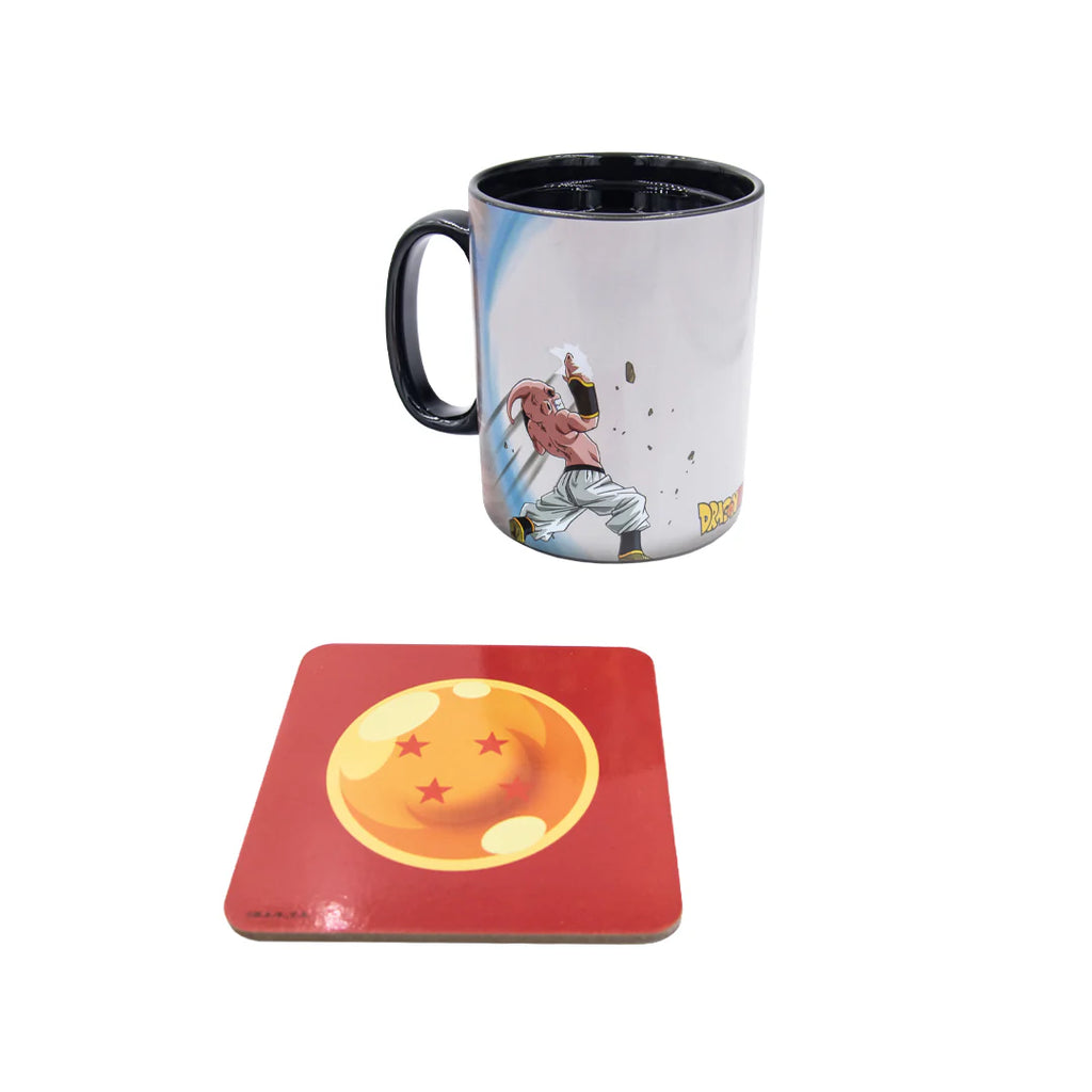ABYstyle Dragon Ball Z Goku vs Buu heat-change mug and 4-Star Dragon Ball coaster set