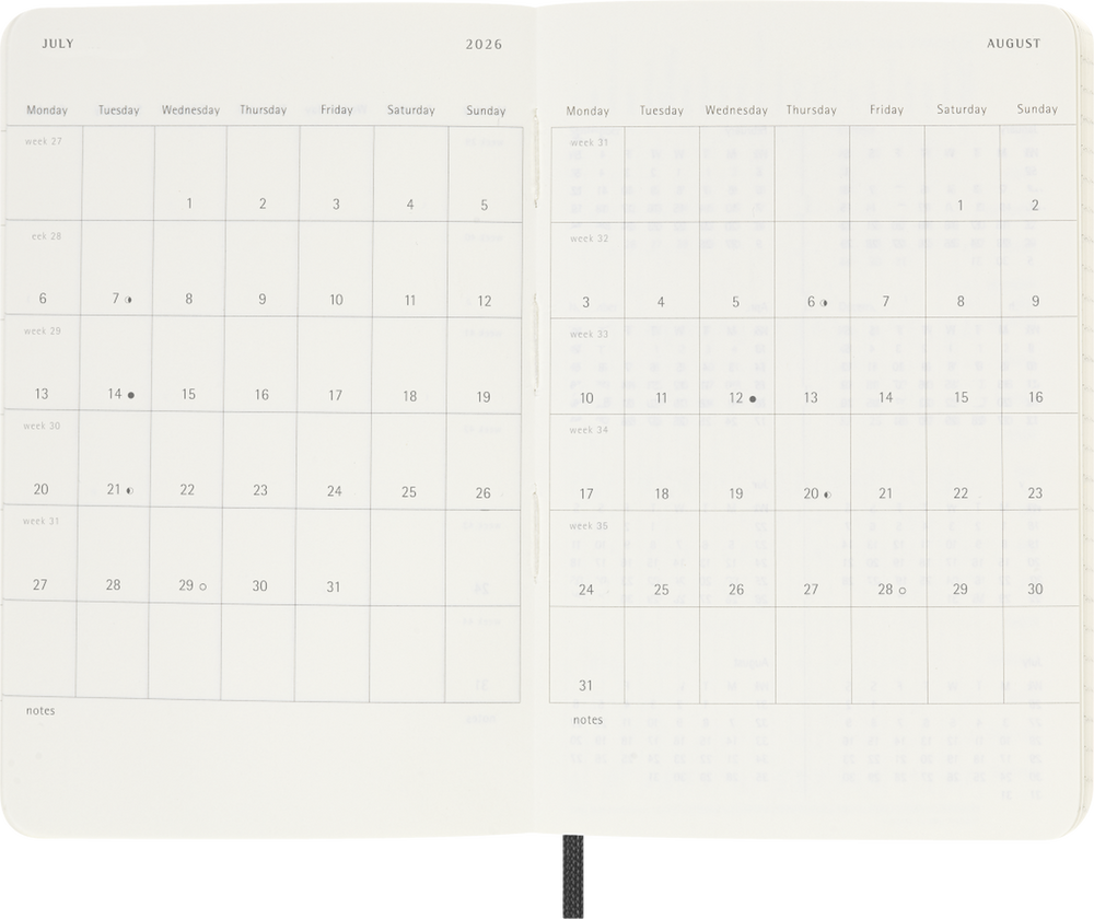 Moleskine 2026 12 Month Weekly Horizontal Planner Notebook - Black Color trendygifthk
