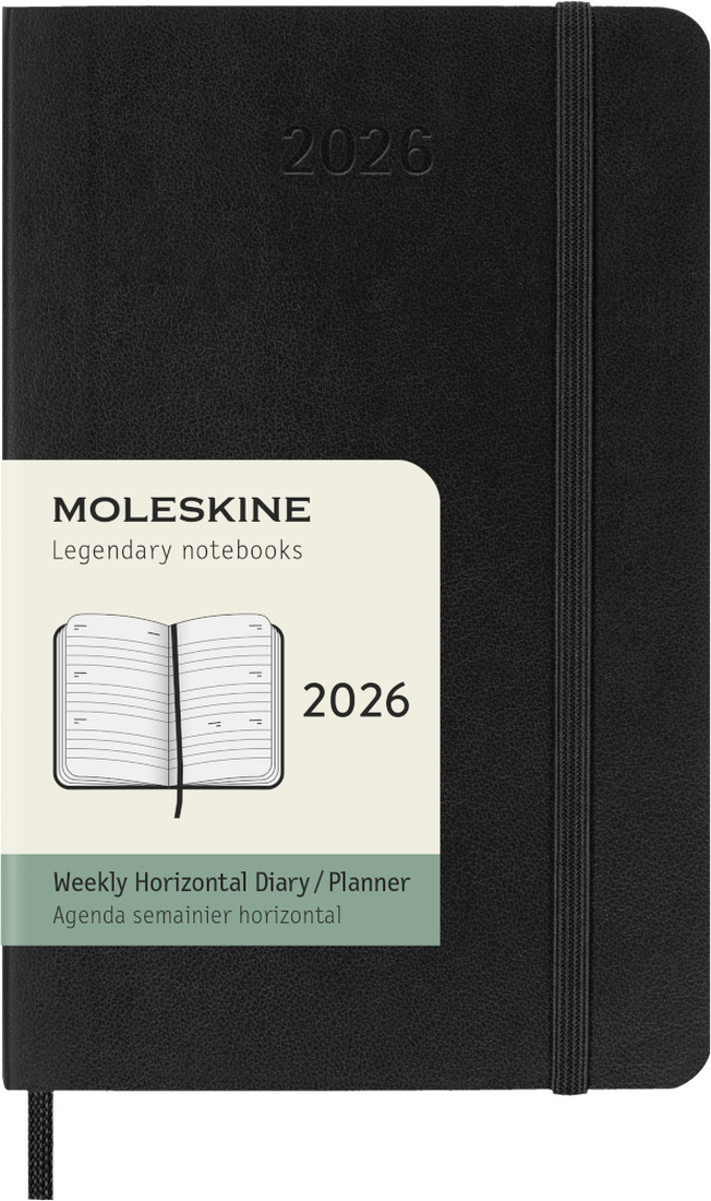 Moleskine 2026 12 Month Weekly Horizontal Planner Notebook - Black Color trendygifthk